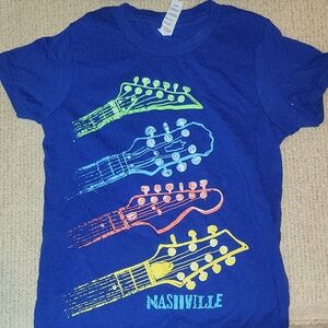 Nashville Kids Guitar Print T-Shirt - Blue